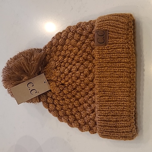 C.C Women's Knit Pom Beanie - Brown - Picture 1 of 4